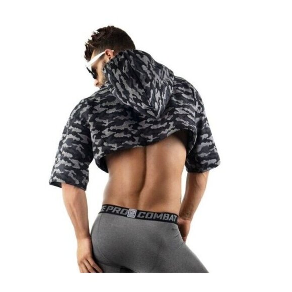 Viadellerose #VDR Streetwear Printed Grey Camo Crop Hoodie Pride One Size - Picture 5 of 6